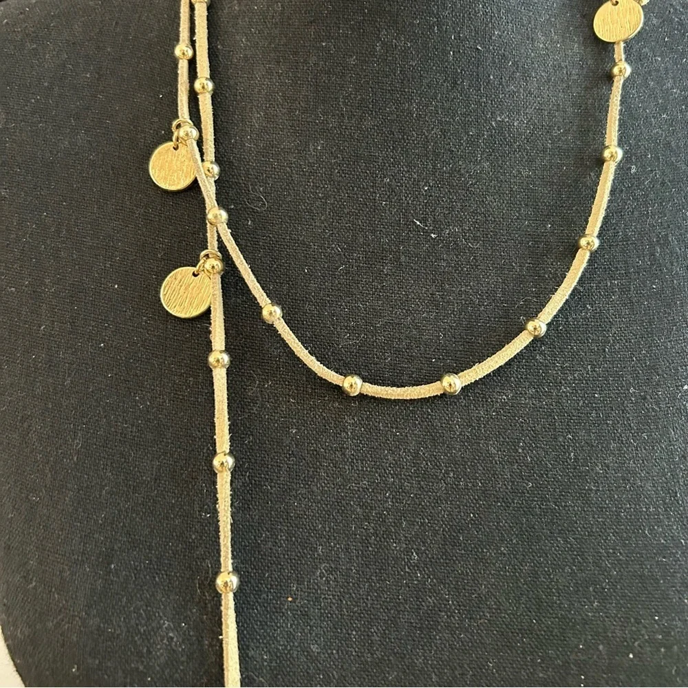 Adjustable Gold Ball and Disc Detail Necklace
